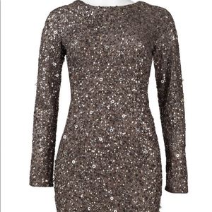 Gray Adrianna Papell long sleeve sequined dress